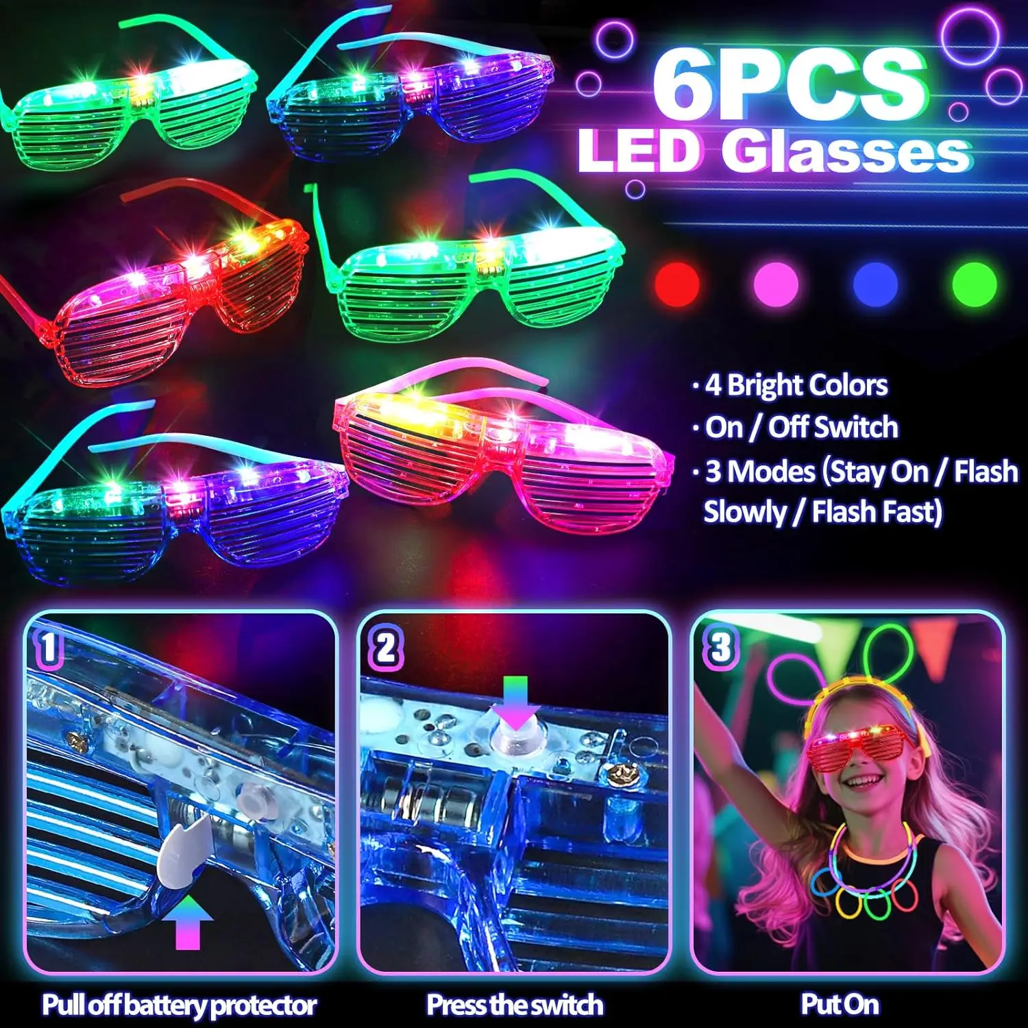 128 Adet Işıklı Gözlük LED Saç - Glow In The Dark Party Glasses incelemesi ve fiyatı